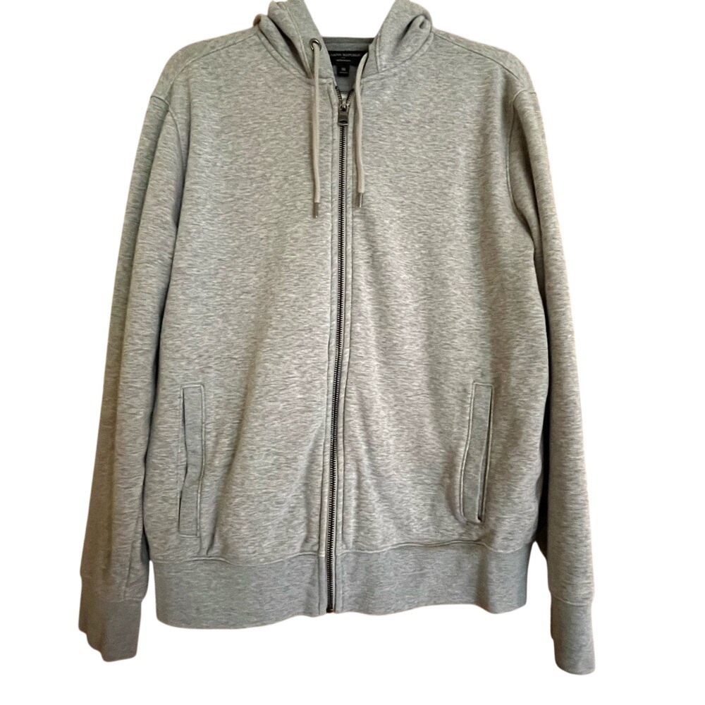Banana Republic Men's Ultrawarm Full Zip Hoodie Heather Gray Medium Stretch